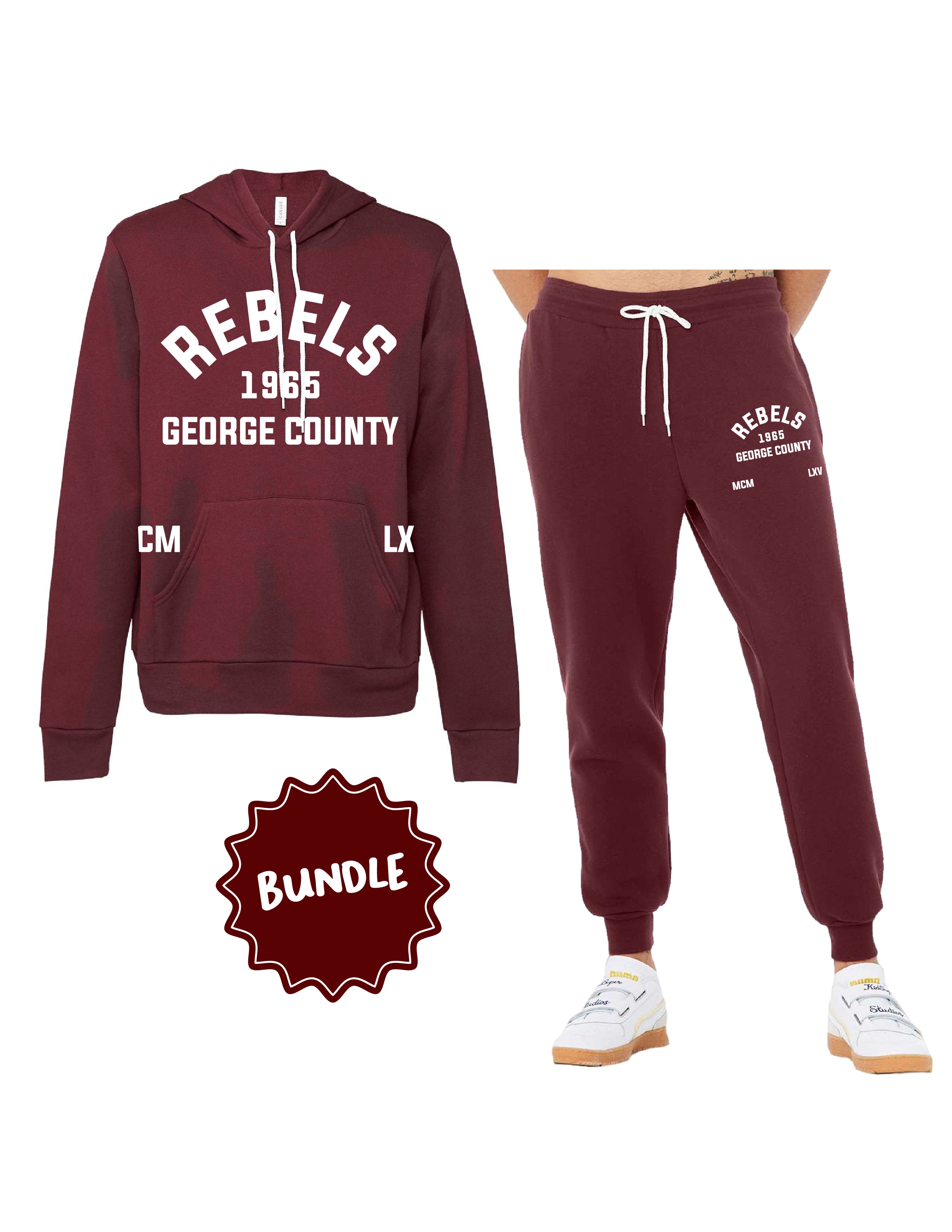 Rebels 1965 George County Hoodie + Jogger Bundle - Maroon