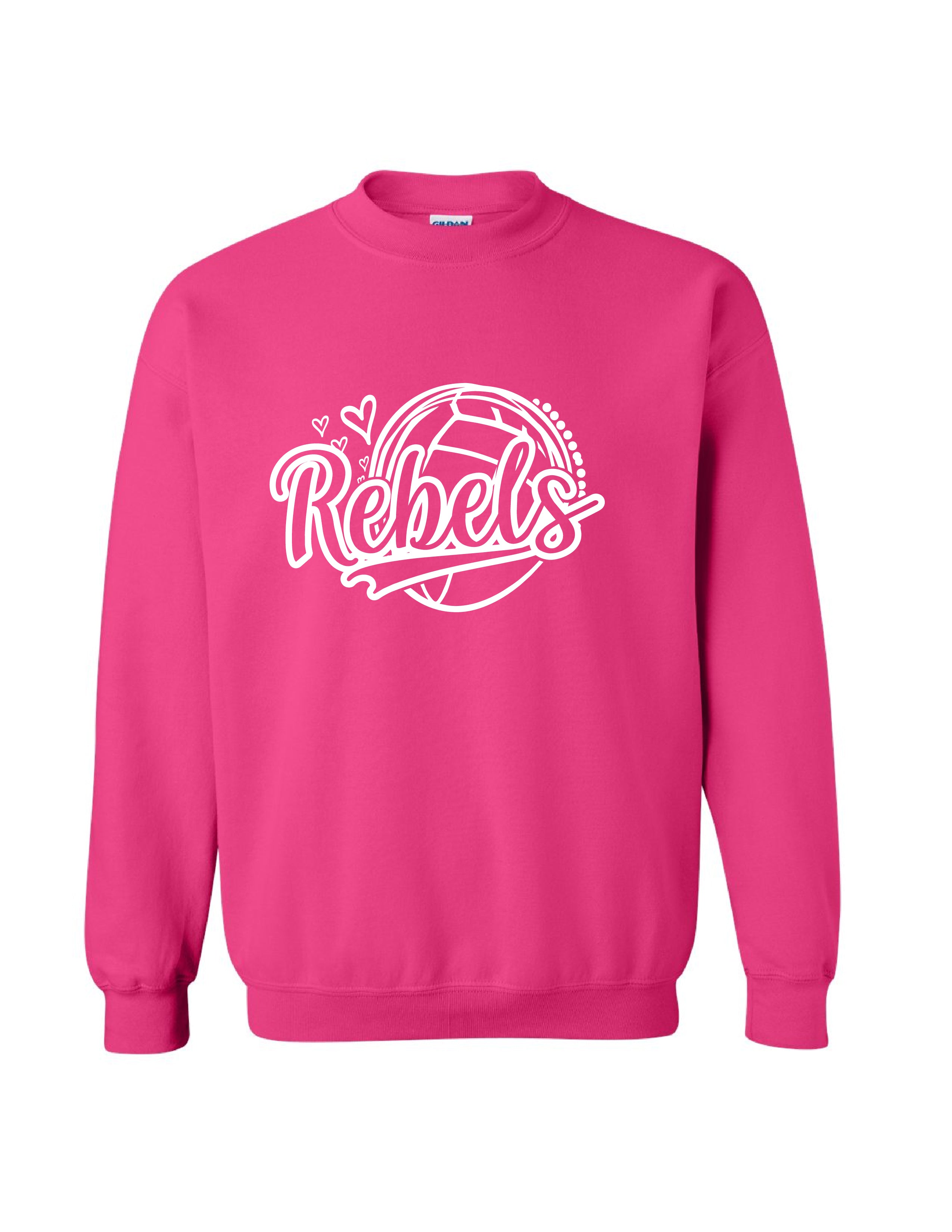 Hot pink Rebels volleyball crewneck sweatshirt